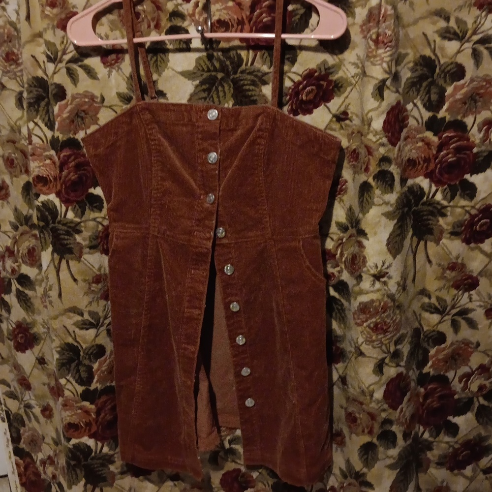 LOVE Tree spaghetti strap corduroy dress (gingerbread color)